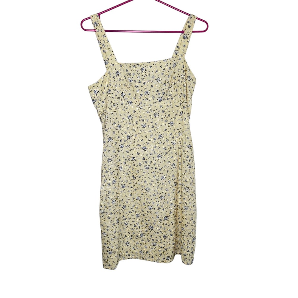 Mandee Vintage Y2K‎ 90s Eyelet Yellow Floral Sundress Cottagecore Short Dress M